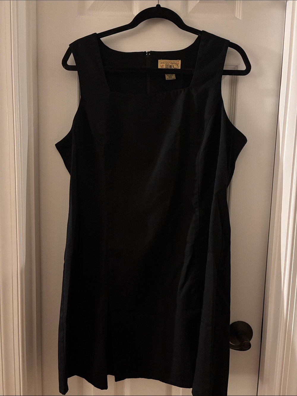 Elegant Italian Black Mini Skirt Dress with Square Neck